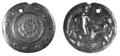 Perforated token (2nd century CE), found in a Celto-Germanic region (Saarland)