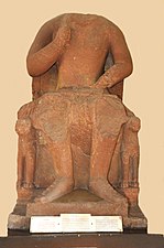 90-100 CE Dynastic statue of Vima Kadphises, with inscription. Mathura