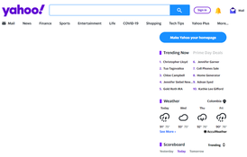 Скриншот главной страницы yahoo.com, где доступен поиск Yahoo! Search