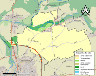 Carte en couleurs présentant l'occupation des sols.