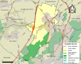 Carte en couleurs présentant l'occupation des sols.