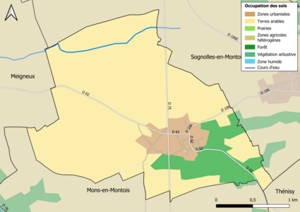 Carte des infrastructures et de l'occupation des sols en 2018 (CLC) de la commune.