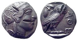 Athens tetradrachm with multiple test cuts