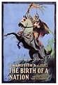 Pôster de The Birth of a Nation, de D.W. Griffith, primeiro longa-metragem norte-americano, de 200 minutos, de 1915.