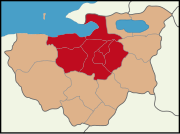 Localização da área metropolitana de Bursa na província de Bursa