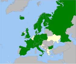 Euroopan maat, joissa lajia tavataan