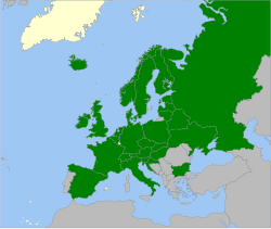 Euroopan maat, joissa lajia tavataan