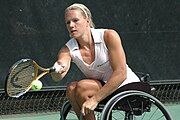 Esther Vergeer, quadruple championne paralympique en simple en 2000, 2004, 2008 et 2012 et triple championne paralympique en double en 2000, 2004 et 2012.