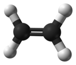 3D-malli eteenimolekyylistä (pallotikkumalli)