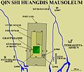 秦始皇帝陵（緑色）とその周囲の墓域