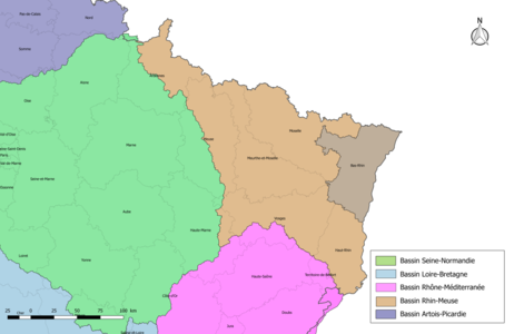 Le Bas-Rhin est dans un seul bassin hydrographique : Rhin-Meuse.