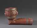 Inlaid pipe bowl with two faces collected at Fort Snelling 1833-1836