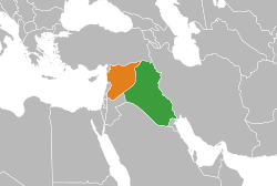 Map indicating locations of Iraq and Syria