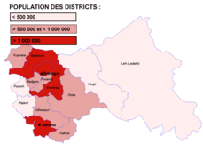 Démographie de la région : concentration de la population à l'ouest.