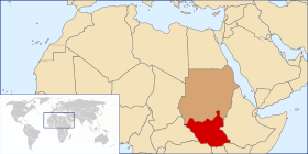 Localização de Sudão do Sul