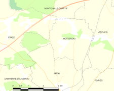 Carte de Mottereau et des communes limitrophes.