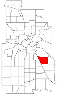 Location of Longfellow within the U.S. city of Minneapolis