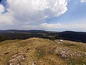 Vue du crêt de Grison au centre et de la Vy des Gros à gauche, depuis le mont Sâla.