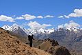 Near Dhankar village, during Spiti left bank Trek-beautiful Manerang range on backdrop