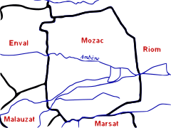 Réseau hydrographique de Mozac.