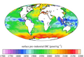 Surface ocean pre-industrial DIC concentration, GLODAPv2