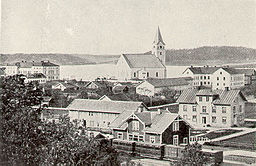 Vy över staden Lindesberg omkring år 1870