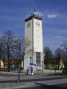 Vattentornet i stadens centrum.