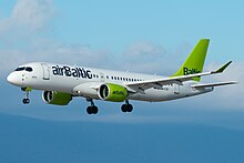 The A220-300 is the largest variant with a 3.7 m (12 ft) longer fuselage than A220-100.