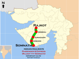 (Veraval–Rajkot) Express route map
