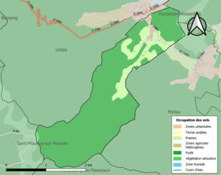 Carte en couleurs présentant l'occupation des sols.