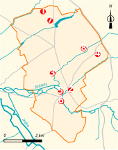 Une carte matérialisant l'emplacement des lieux et monuments sur le territoire de Chédigny