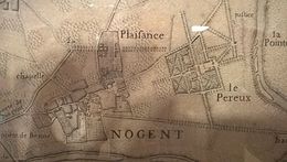 Détail de carte exécutée par l'abbé Jean Delagrive en 1731 figurant le site de Plaisance, à Nogent-sur-Marne