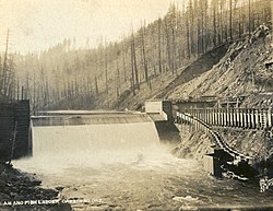 Dam and fish ladder at Cazadero, c. 1904