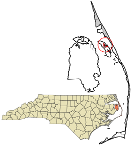 Location in Dare County and the state of North Carolina