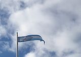 An Estonian cross flag used on the island of Vormsi.