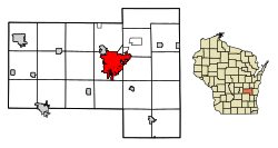 Location of Fond du Lac in Fond du Lac County, Wisconsin.