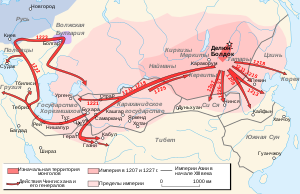 Направления продвижения монгольских войск