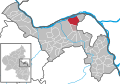 Localisation de Heidesheim am Rhein dans la Verbandsgemeide et dans l'arrondissement