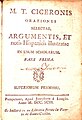 Orationes selectae de Cicerón, a la venta en la librería de Longás "frente a la fuente de Santa Cecilia" (1783)