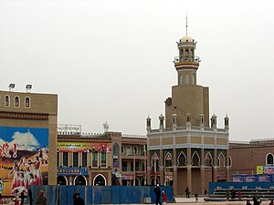 Doğu Türkistan'da bir vaha şehri olan Kaşgar'da Iydgâh Camii.