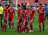 Liverpool players before a Europa League qualifying match