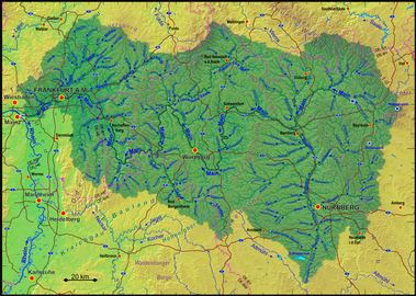 Einzugsgebiet des Mains, in der Mitte Schweinfurt