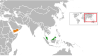 Location map for Malaysia and Yemen.