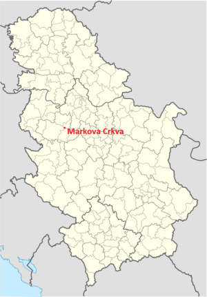 Location of the village within Serbia