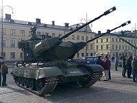 A Finnish T-55-based Marksman self-propelled anti-aircraft gun (SPAAG) vehicle, which is referred to locally as the ItPsv 90.