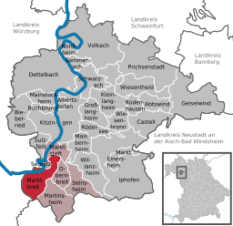 Läget för Marktbreit i Landkreis Kitzingen