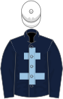 Dark blue, light blue cross of lorraine, white cap