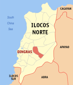 Map of Ilocos Norte with Dingras highlighted