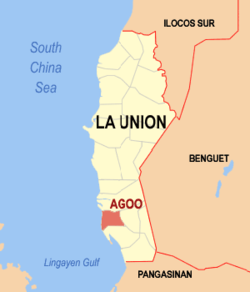 Mapa han La Union nga nagpapakita kon hain nahamutang an Agoo