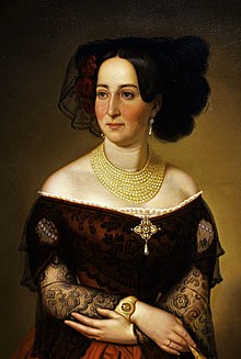 A portrait of Queen Amalia of Greece in 1859
